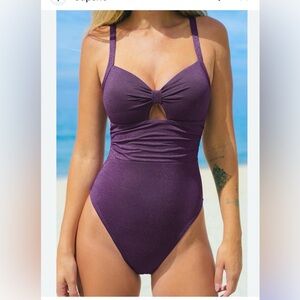 Cupshe Deep Purple Textured Swimsuit